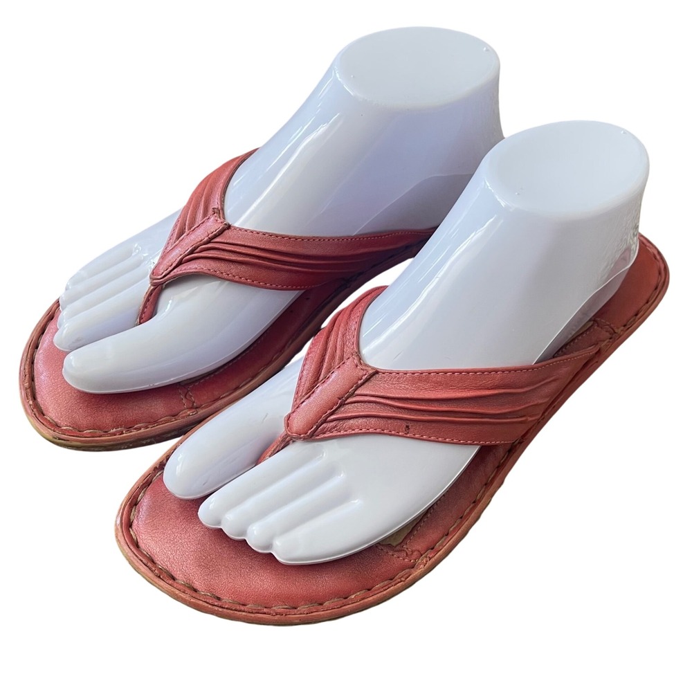 BOC Born of Concept Women 9 Leather Sandal Pink‎ Flip Flop Thong Beach Pool Boho